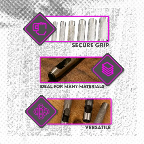Miniatura 7 de Set de punzones de piel SE 790LP - Huecos, 6 unidades, gris