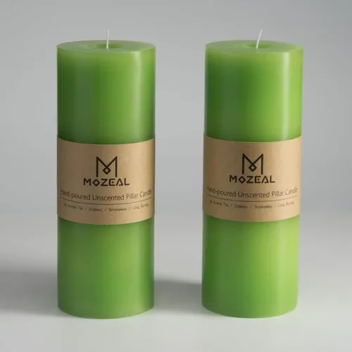 Miniatura 92 de MOZEAL Velas grandes sin perfume vertidas a mano de 3 x 8 pulgadas, sin humo, juego de 2, combustión lenta, sin goteo, aproximadamente 150 horas