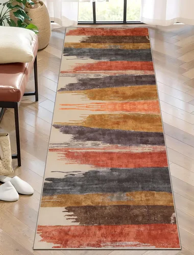 Miniatura 49 de Ciicool Alfombra de pasillo lavable de 2 x 6, alfombra moderna abstracta para pasillo, antideslizante, delgada, ligera, con estampado gris marino