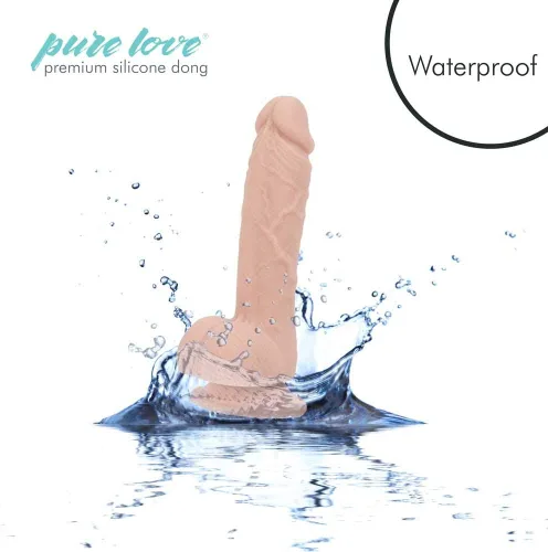 Miniatura 4 de Pure Love Consolador texturizado del silicón de 7.5 pulgadas con la ventosa, color beige, juguete sexual adulto