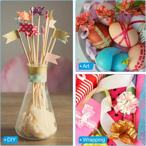 Miniatura 6 de PATIKIL Cinta holográfica Washi de 0.59 pulgadas x 10.93 yardas, 1 rollo de calcomanías autoadhesivas con patrón de rayas para decoración de Rosa
