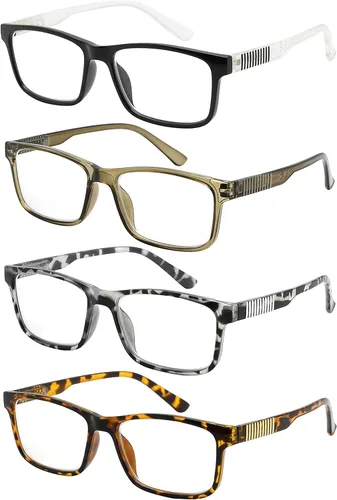 Eyekepper Paquete de 4 lentes de lectura para mujeres y hombres, diseño de lentes de lectura +0.50