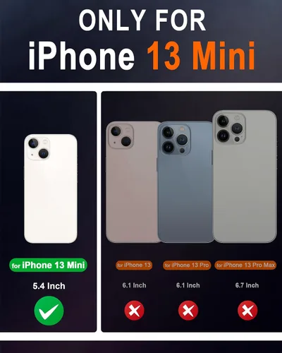 Miniatura 2 de SHIELDON Funda para iPhone 13 Mini 5G, cartera de piel auténtica, cierre magnético, ranuras para tarjetas, función atril, protección completa, Marrón
