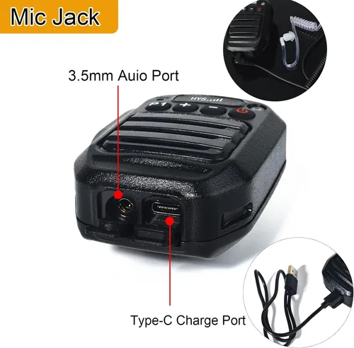 Miniatura 5 de HYS Micrófono Bluetooth para la aplicación Zello, micrófono inalámbrico con PTT - IP66 impermeable, carga tipo C, batería de 1000 mAh, tiempo