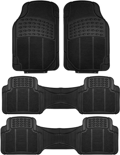 FH Group Alfombrillas para automóvil - Alfombrillas de goma resistentes para automóviles, ajuste universal, juego completo de 3 filas, alfombrillas