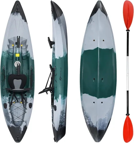 Goplus Kayaks de pesca para adultos, 9.7 pies, kayak de turismo recreativo para una persona con paleta de aluminio, 4 soportes para caña de pescar,