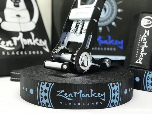 Miniatura 2 de ZenMonkey Infinity Slackline Kit – 100 pies de largo con trinquete Ergo, protectores de árboles, bolsa de transporte de tela e instrucciones