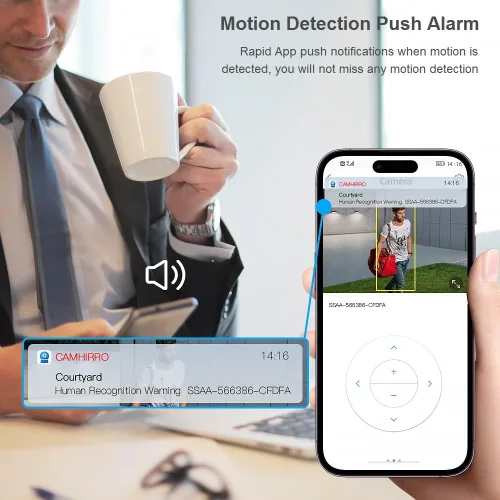 Miniatura 5 de Cámara IP de seguridad PTZ con zoom óptico de 5MP 5X, WiFi 2.4GHz 5GHz Movimiento Auto Tracking Pan Tilt Dome Cámara, detección de movimiento sirena
