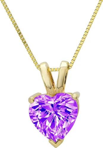 Miniatura 2 de Collar con colgante solitario VVS1 D con corte de corazón brillante de 2.0 quilates, impresionante amatista natural genuina, ideal con cadena de oro