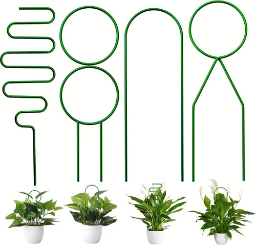 Miniatura 11 de 4 piezas de mini enrejado de metal para plantas en maceta, estaca de apoyo de escalada para plantas de interior Pothos (dorado)