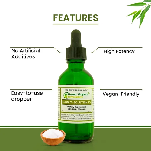 Miniatura 4 de Green Organic Supplements Solución de yodo de Lugol 2%, 2oz (paquete de 1)