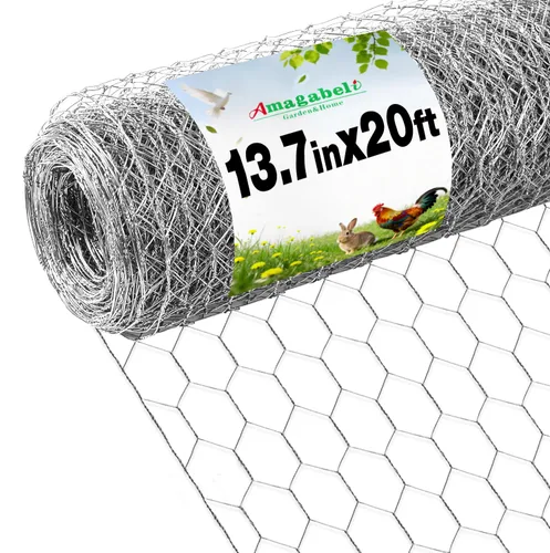 AMAGABELI Garden & Home Alambre de pollo de 13.7 pulgadas x 236 pulgadas, malla galvanizada hexagonal para proyectos de manualidades, cercas de