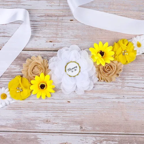 Miniatura 3 de Faja de maternidad de flores rosas Faja recién nacido Foto Prop Flower Girls Cinturón de diamantes de imitación de novia (F23)