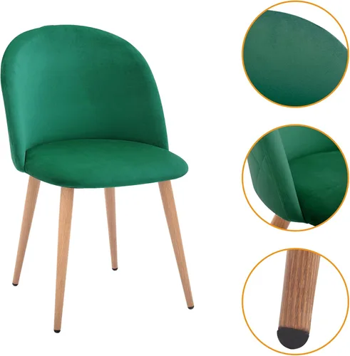 Miniatura 6 de CangLong Mid Century - Juego de 2 sillas tapizadas de terciopelo para cocina, modernas, color verde, 1