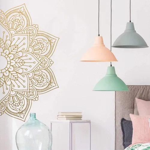Miniatura 8 de Pegatinas de pared de vinilo de media mandala, papel tapiz para decoración de habitaciones de niños, calcomanías de vinilo