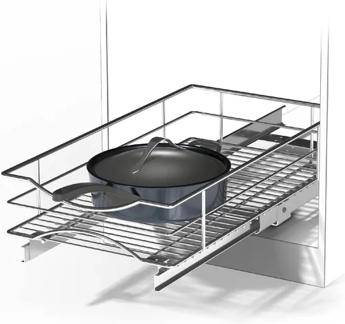Home Zone Living Organizador de armario de cocina extraíble con cajón deslizante para ahorrar espacio, 14 pulgadas de ancho x 21 pulgadas de largo