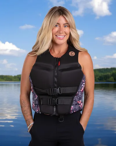 Miniatura 5 de O'Brien Chaleco Salvavidas de Neopreno con Espalda en V Flexible para Mujeres para Deportes Acuáticos, Navegación, Lancha Autopropulsada, Natación