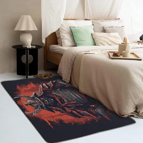 Miniatura 3 de Alfombra japonesa Samurai y decoración del hogar, alfombra de 5 x 6 pies, alfombras estilo anime para sala de estar, dormitorio, alfombra japonesa