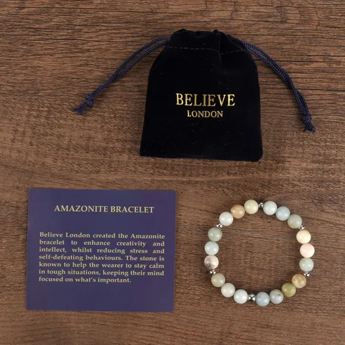 Miniatura 2 de Believe London - Pulsera de piedras preciosas para curación de chakras cristal de ansiedad piedra natural para hombres y mujeres alivio del estrés