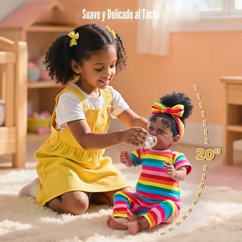 Miniatura 4 de JIZHI Muñecas Bebé Reborn Negras - Cuerpo Suave Realista Afroamericana Muñeca de Niña Recién Nacida de 20 Pulgadas Mejor Set de Regalo de Cumpleaños