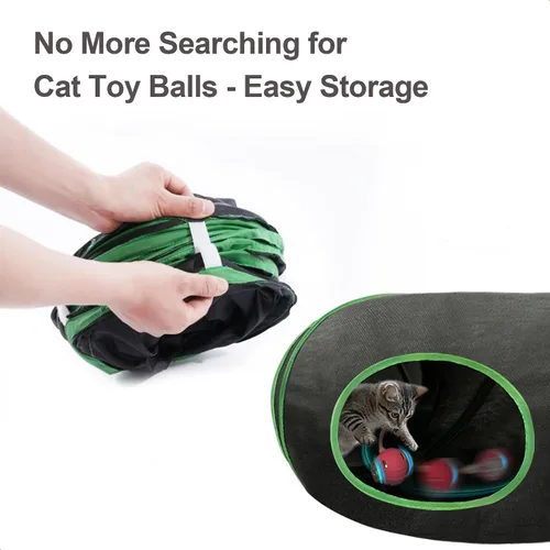 Miniatura 5 de Juguetes interactivos para gatos con bola de rodadura rápida en túnel para gatos – Bola activada por movimiento en túnel de enriquecimiento, juego