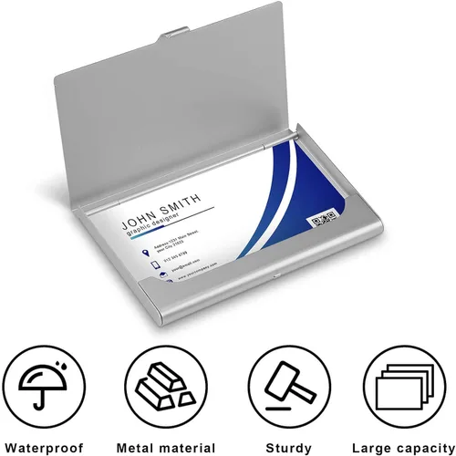 Miniatura 5 de Funda personalizada para tarjetas de presentación, diseño personalizado para añadir texto/imagen/logotipo, tarjetero de aluminio delgado