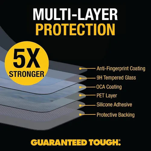Miniatura 5 de DEWALT Protector de pantalla de vidrio resistente para iPhone 12 Pro Max, paquete de 2 protectores de pantalla de vidrio templado, compatible