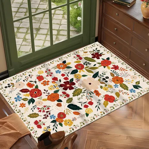 Miniatura 15 de U'Artlines Alfombra de Área Bohemia Lavable, 2x3 Pequeña Suave Antideslizante Vintage Felpudo para Puerta Frontal Interior Alfombra Verde