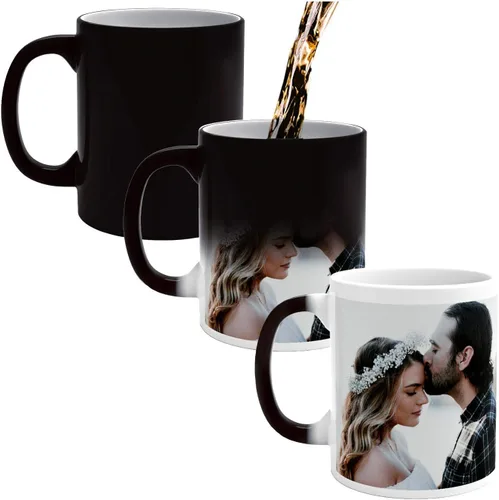Tazas de café personalizadas - Texto personalizado, foto, logotipo, imagen de collage, nombre inicial taza de monograma y tazas mágicas de cerámica