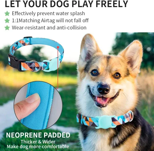 Miniatura 3 de Collar de perro para perros pequeños, medianos y grandes, collar acolchado de neopreno suave para mascotas, collar de poliéster para cachorros