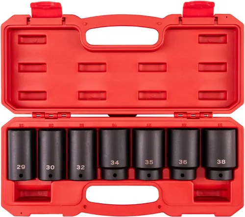 Miniatura 8 de TEKTON SID92101 Juego de llaves de impacto de tuerca de eje de 6 puntos de 1/2 pulgada con riel, 7 piezas (1.142-1.496 in) SID92101