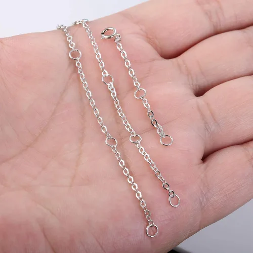 Miniatura 7 de Sllaiss Juego de 3 pulseras de plata de ley 925 para collar de longitud ajustable de 20in 30in 39in