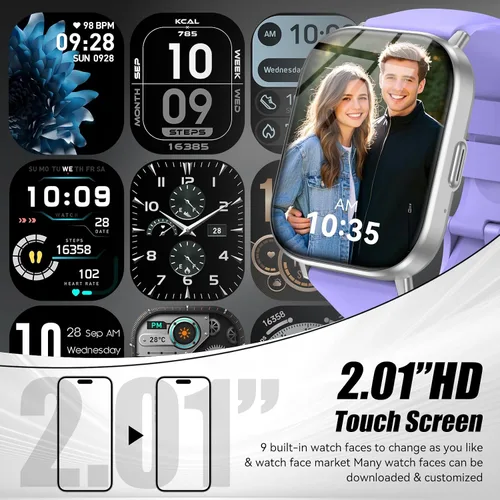 Miniatura 3 de Reloj inteligente, reloj de fitness HD de 2.01 pulgadas, llamadas Bluetooth, 120 modos deportivos, monitor de actividad, frecuencia cardíaca 24/7