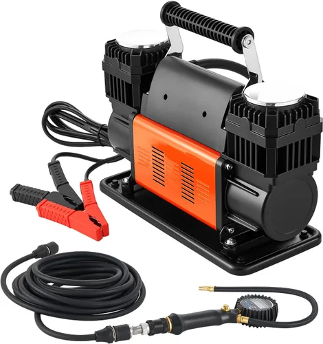 VEVOR Compresor de aire resistente de doble cilindro, inflador de neumáticos portátil de 10.6CFM, bomba de aire todoterreno de 12 V 150 PSI con