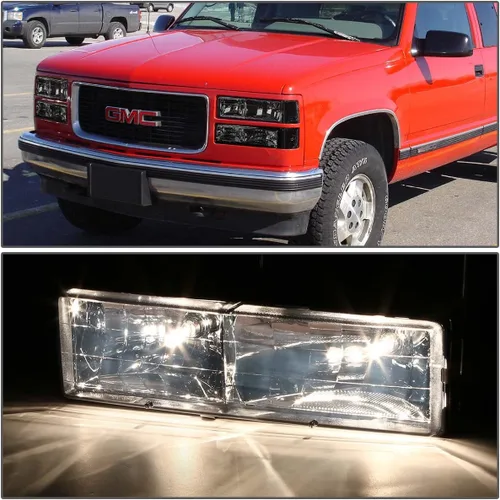 Miniatura 6 de DNA Motoring Conjunto de faros delanteros (lado del conductor y del pasajero), Compatible con 92-99 Chevy GMC C/K 1500 2500 Suburban Yukon