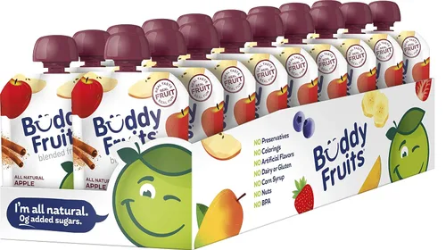Miniatura 16 de Buddy Fruits Snacks To Go Puré de manzana sin azúcar de mango sin azúcar, bolsa de 3.2 onzas (18 unidades) sin gluten, frutos secos, conservantes