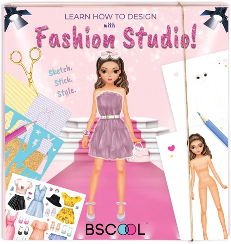 BSCOOL Fashion Studio Vestirse, Dibujar, Colorear. Libro de Creatividad de Pequeña Diseñadora para Niños de 4 años en adelante con Pegatinas,