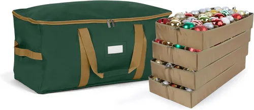 Miniatura 17 de Covermates Keepsakes Bolsa de almacenamiento ajustable para adornos, poliéster resistente, separadores acolchados y bandejas FlexGrid, organizador
