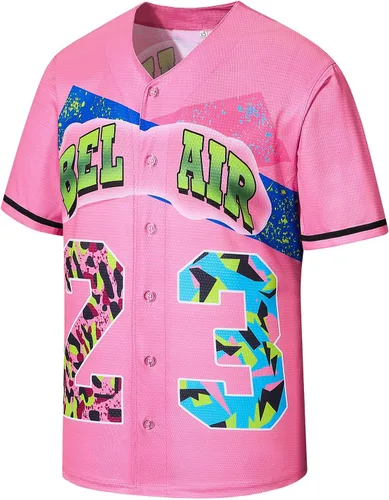 Bel Air - Camiseta de béisbol, ropa de hip hop de los años 90 para hombres y mujeres, camiseta de manga corta para fiesta