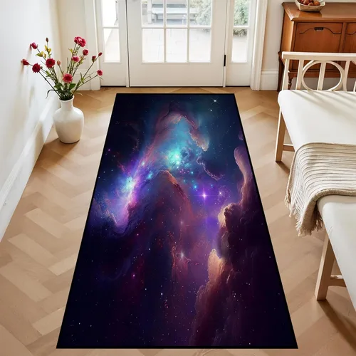 Miniatura 28 de Alfombra de Área Galaxia de 5' x 7', Dormitorio Sala de Estar para Niñas Niños Varones Alfombra Nebulosa Vórtex Tapetes Púrpura Azul Nube galaxy 1