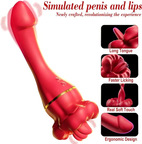 Miniatura 3 de Juguetes sexuales con vibrador de punto G, juguete sexual femenino adulto con 10 frecuencias vibratorias y 10 frecuencias de lamer la lengua