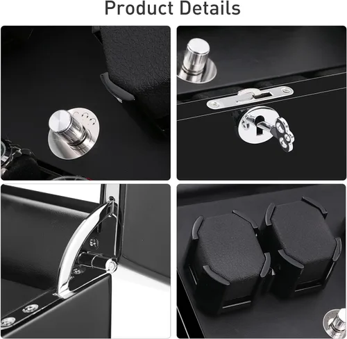 Miniatura 3 de Watch Winder, 6 Watch Winder Box with 7 Extra Storage, Black Wooden Shell, Watch Winder Display Case with Quiet Motor and Flexible Watch Pillows