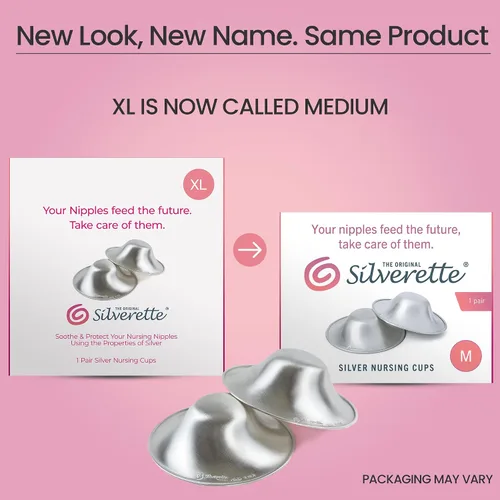Miniatura 2 de Silverette® The Original Silver Nursing Cups, Nipple Covers for Breastfeeding Essentials, Pure 925 Silver Nipple Shields