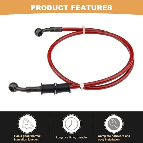 Miniatura 6 de Manguera de aceite para embrague, freno, de acero trenzado, para motocicleta, tubo, 1 unidad., 60cm, Rojo