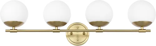 Miniatura 21 de Juego de 2 apliques de pared de latón envejecido, apliques modernos de tocador de baño para iluminación de pared, luminarias de tocador con vidrio