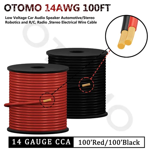 Miniatura 5 de OTOMO 2 rollos de cable primario automotriz de calibre 14 CCA de 100 pies, conductor único SAE J1128, carrete de remolque de cable eléctrico