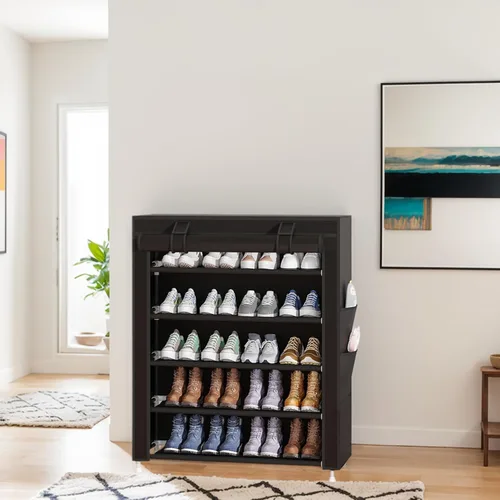 Miniatura 9 de Laiensia Organizador vertical para zapatos de 5 niveles, organizador de almacenamiento de zapatos que ahorra espacio, cubierta no tejida, estante