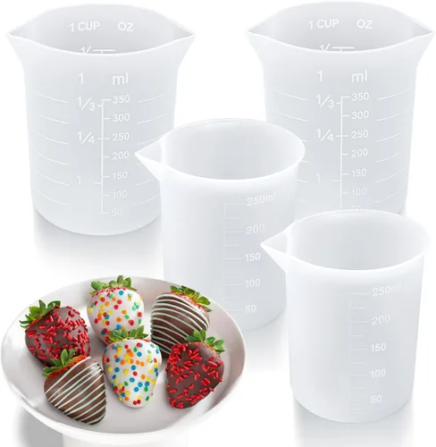 Miniatura 12 de Palksky Juego de tazas de silicona para derretir chocolate con 4 tazas medidoras de silicona (8.5 fl oz y 11.8 fl oz) y 4 espátulas resistentes al