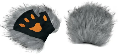 Miniatura 57 de Guantes de garra para disfraz de Halloween, medio dedo, lobo, oso, gato, guantes, guantes de piel sintética para mascarada, cosplay, utilería de mano