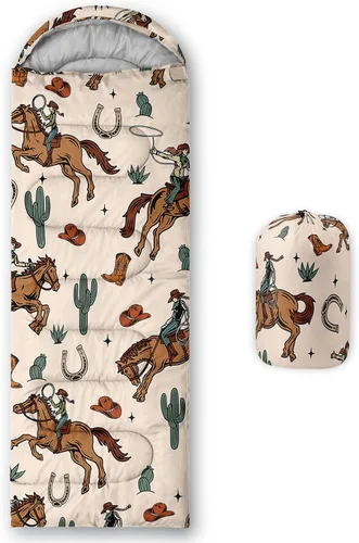 Miniatura 16 de AILONEN Saco de dormir de campamento de dibujos animados para niños y niñas, adultos, ligero e impermeable, 3 estaciones, clima cálido y frío